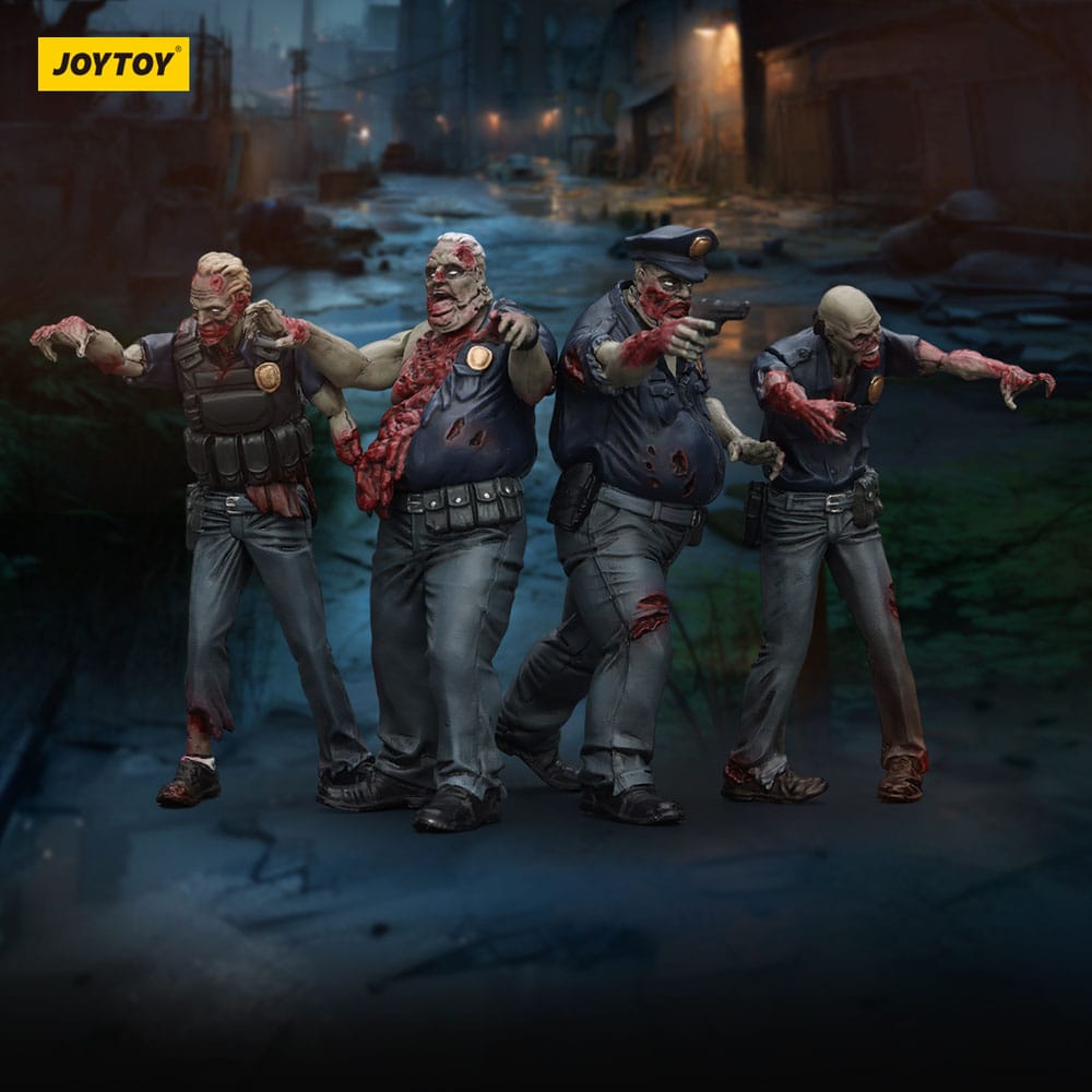 Zombie Dark Source Action Figures 4 Pack Police Male Joy Toy (CN)
