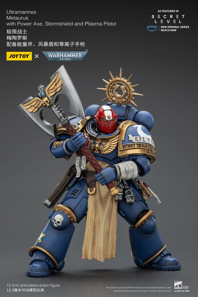 Warhammer 40 000 Action Figure Ultramarines Metaurus with Power Axe Stormshield and Plasma Pistol Joy Toy (CN)