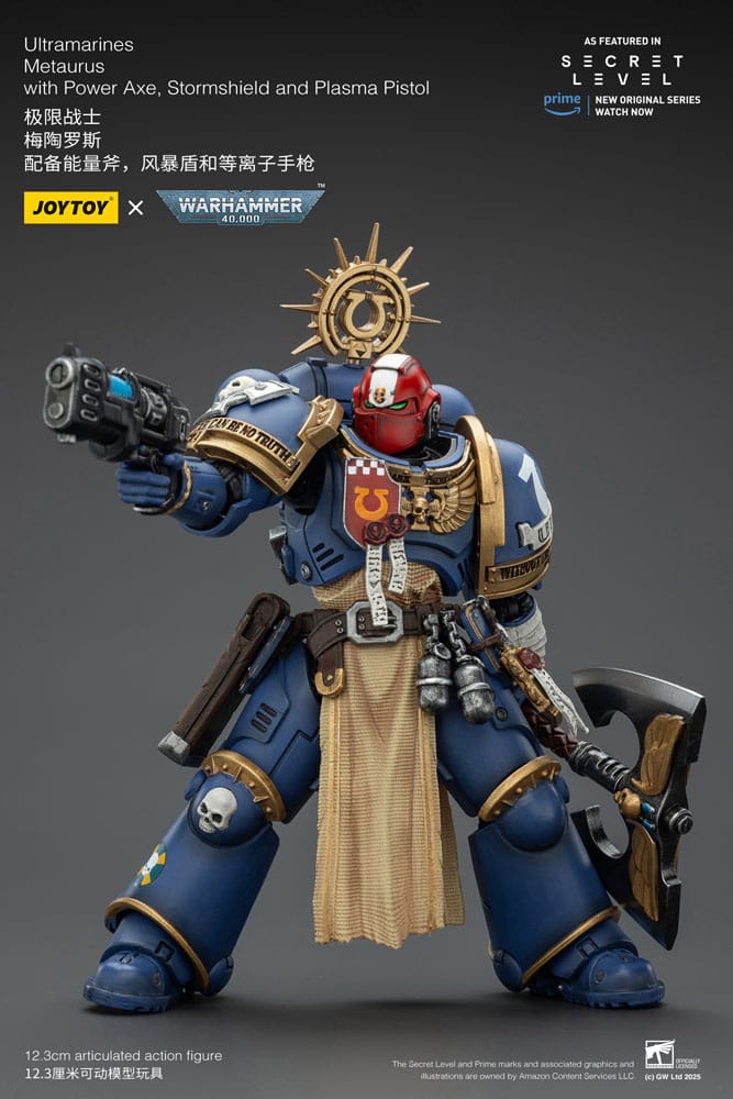 Warhammer 40 000 Action Figure Ultramarines Metaurus with Power Axe Stormshield and Plasma Pistol Joy Toy (CN)