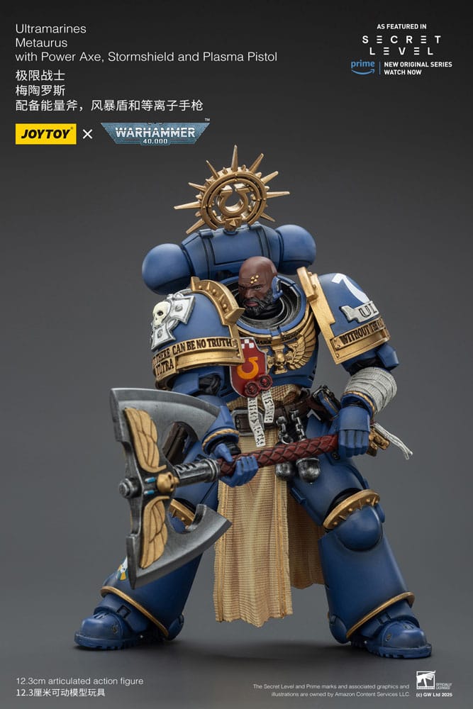 Warhammer 40 000 Action Figure Ultramarines Metaurus with Power Axe Stormshield and Plasma Pistol Joy Toy (CN)