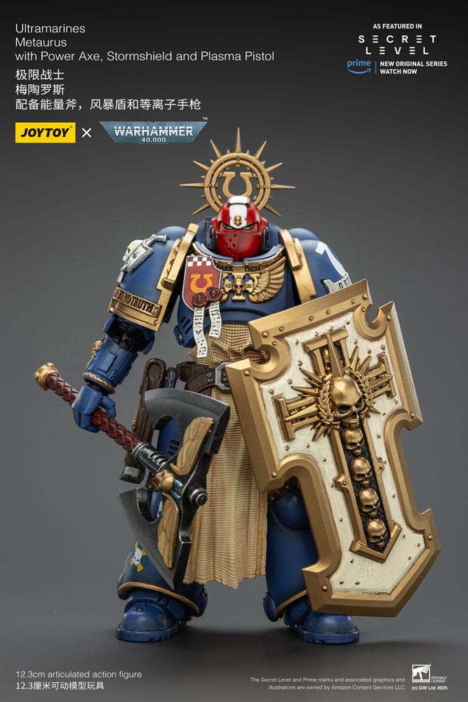Warhammer 40 000 Action Figure Ultramarines Metaurus with Power Axe Stormshield and Plasma Pistol Joy Toy (CN)