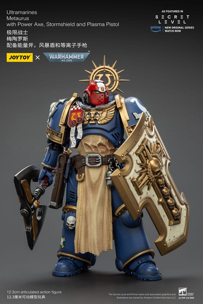 Warhammer 40 000 Action Figure Ultramarines Metaurus with Power Axe Stormshield and Plasma Pistol Joy Toy (CN)