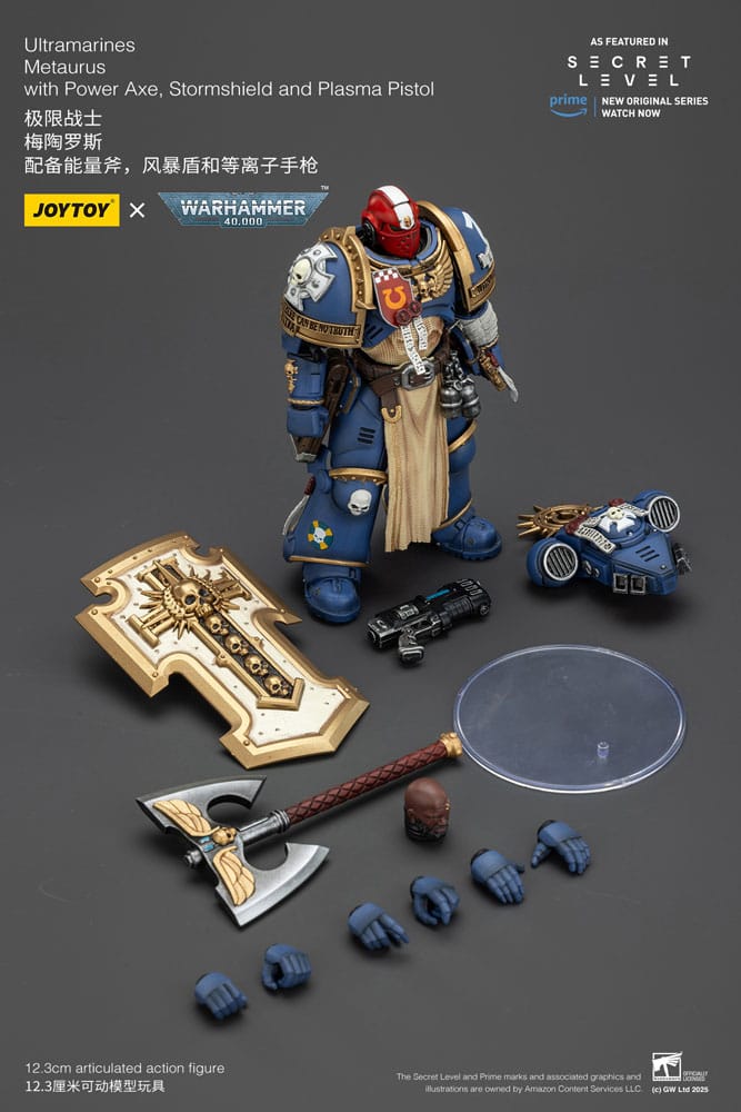 Warhammer 40 000 Action Figure Ultramarines Metaurus with Power Axe Stormshield and Plasma Pistol Joy Toy (CN)