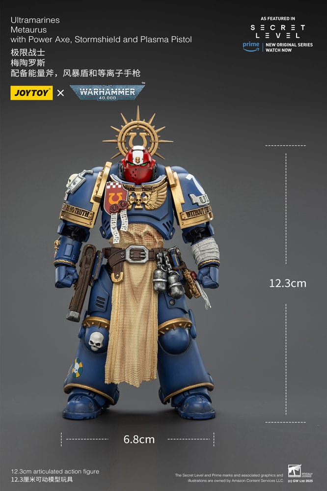 Warhammer 40 000 Action Figure Ultramarines Metaurus with Power Axe Stormshield and Plasma Pistol Joy Toy (CN)