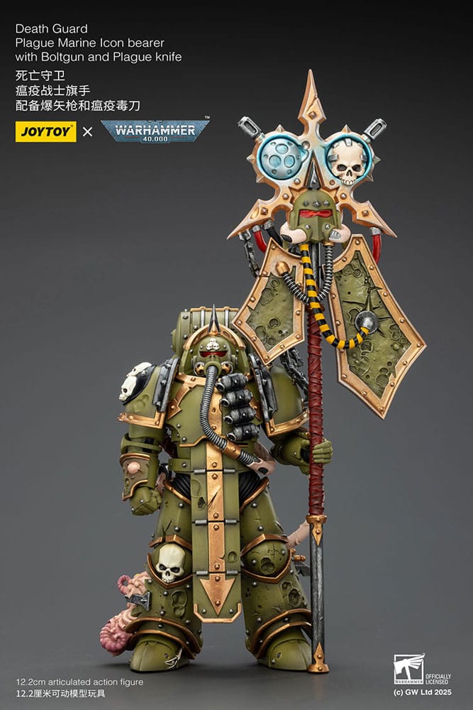 Warhammer 40 000 Action Figure Death Guard Plague Marine Icon bearer with Boltgun and Plague knife Joy Toy (CN)