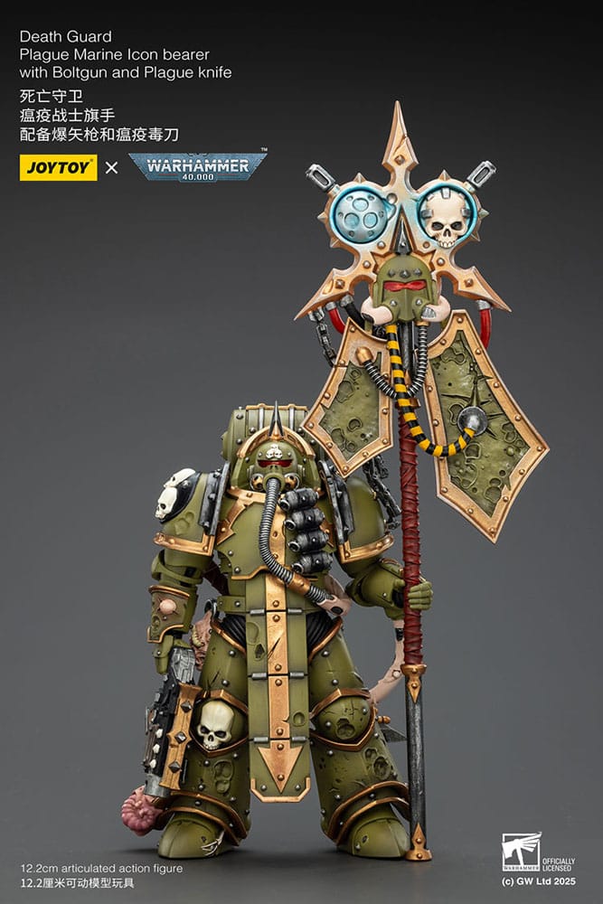 Warhammer 40 000 Action Figure Death Guard Plague Marine Icon bearer with Boltgun and Plague knife Joy Toy (CN)