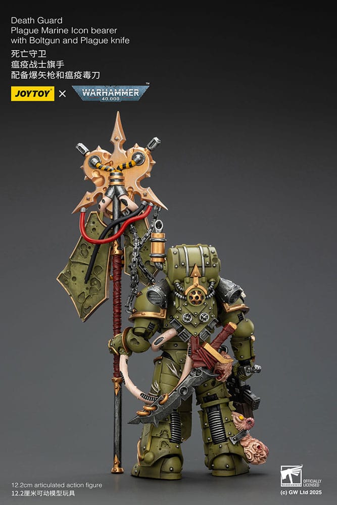 Warhammer 40 000 Action Figure Death Guard Plague Marine Icon bearer with Boltgun and Plague knife Joy Toy (CN)