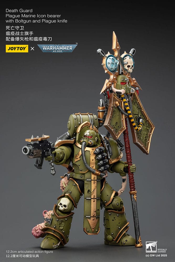 Warhammer 40 000 Action Figure Death Guard Plague Marine Icon bearer with Boltgun and Plague knife Joy Toy (CN)