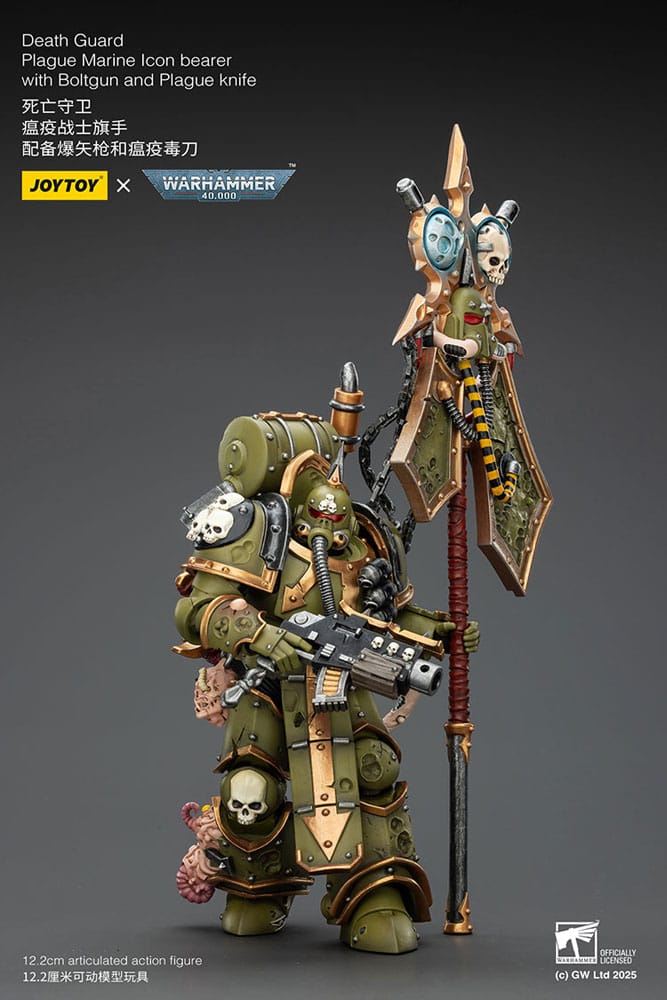 Warhammer 40 000 Action Figure Death Guard Plague Marine Icon bearer with Boltgun and Plague knife Joy Toy (CN)