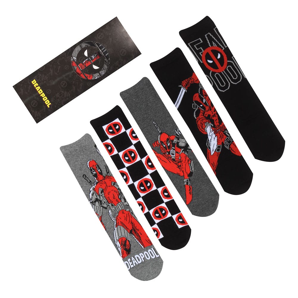 Marvel Socks 5 Pack Deadpool S M Heroes Inc