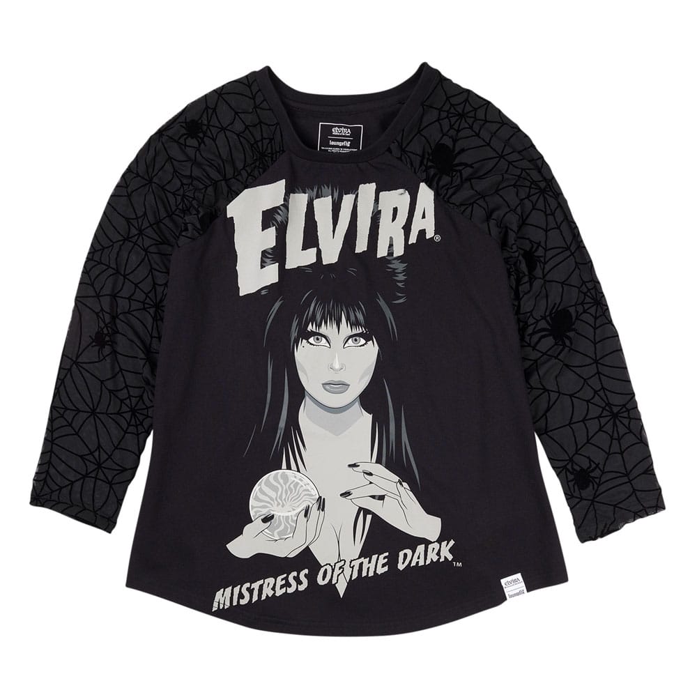 Elivira by Loungefly Tee T Shirt Unisex Shirred Raglan Size S Loungefly