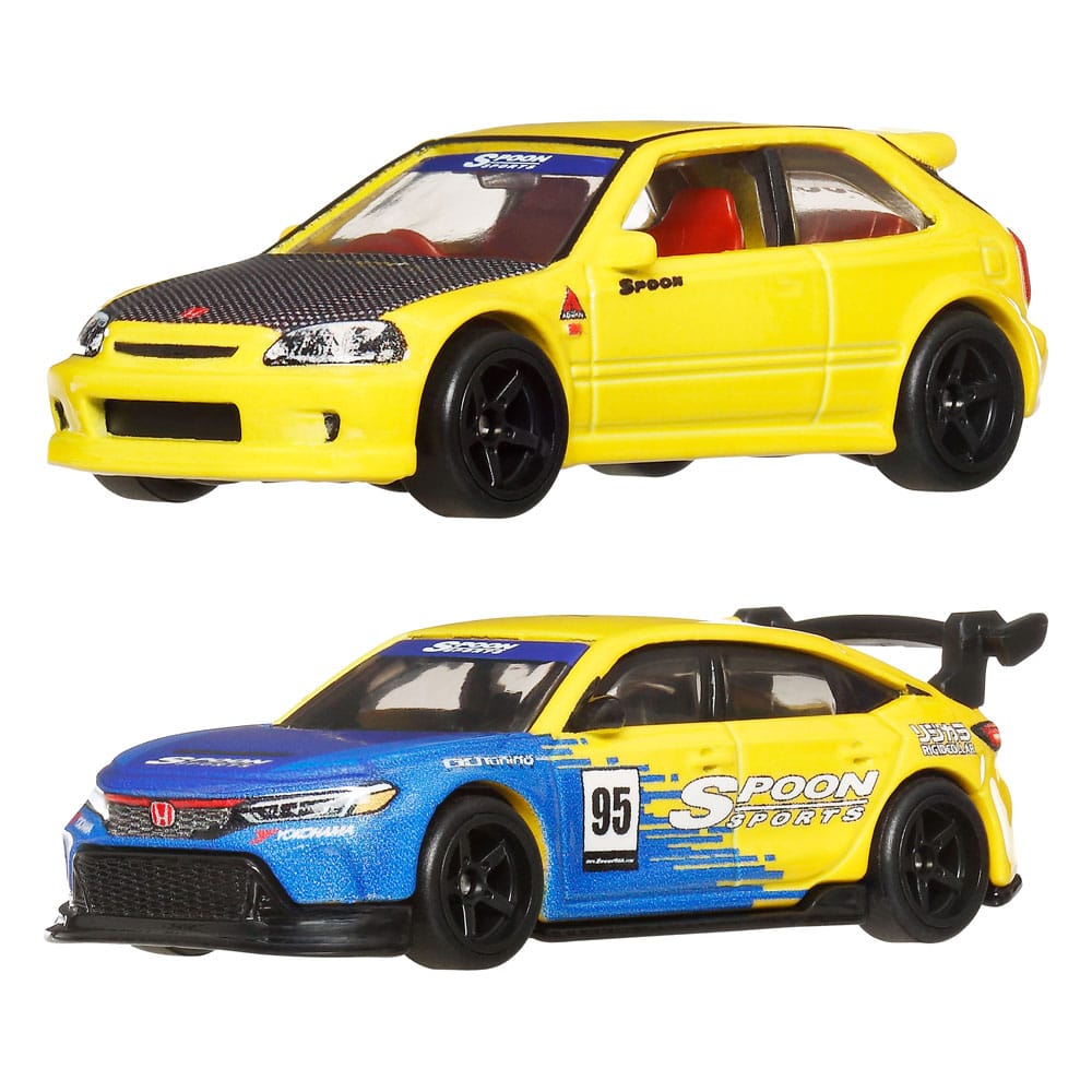 Hot Wheels Premium Car Culture Diecast Vehicle 2 Pack 1/64 '99 Honda Civic Type R EK9 & Honda Civic Type R Mattel