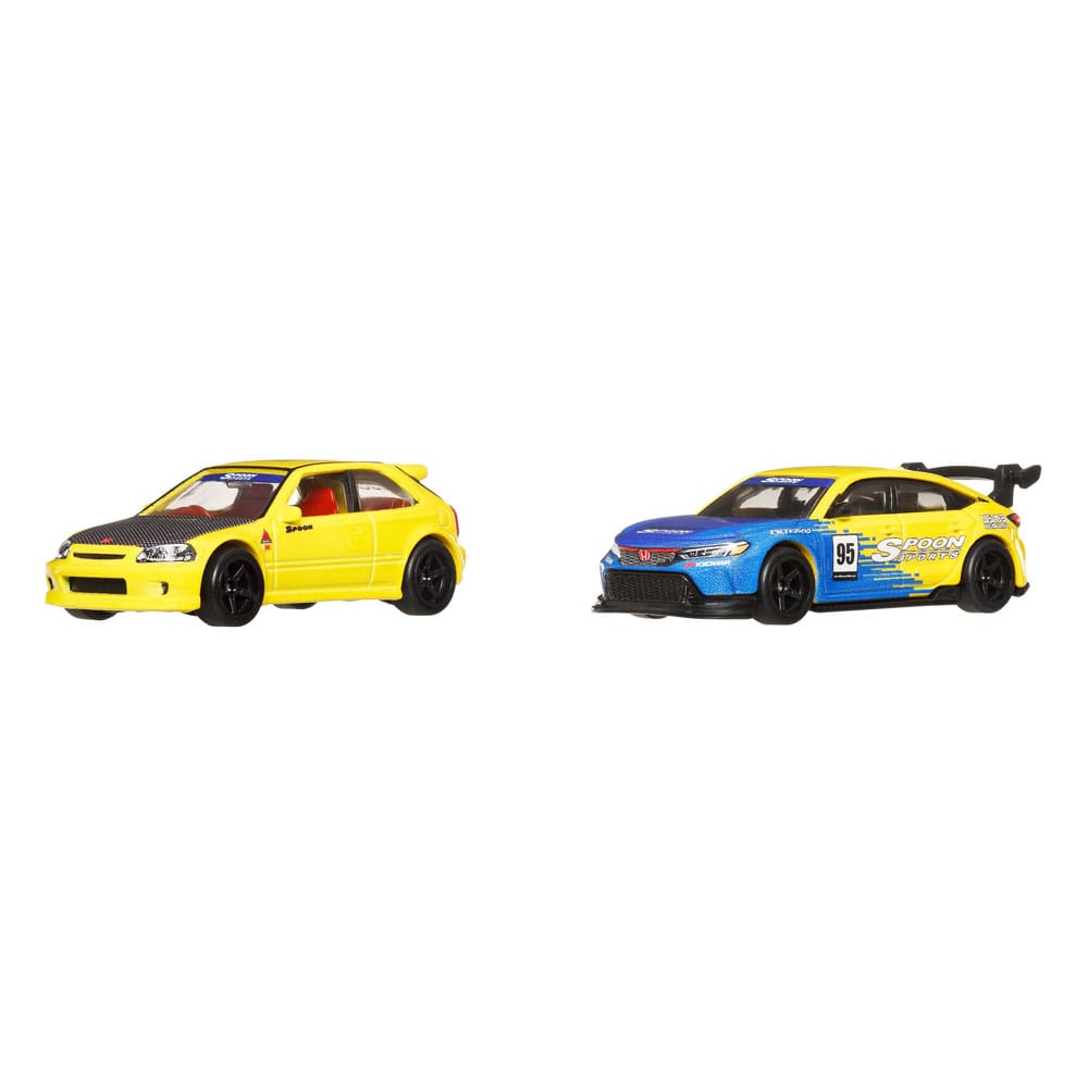 Hot Wheels Premium Car Culture Diecast Vehicle 2 Pack 1/64 '99 Honda Civic Type R EK9 & Honda Civic Type R Mattel