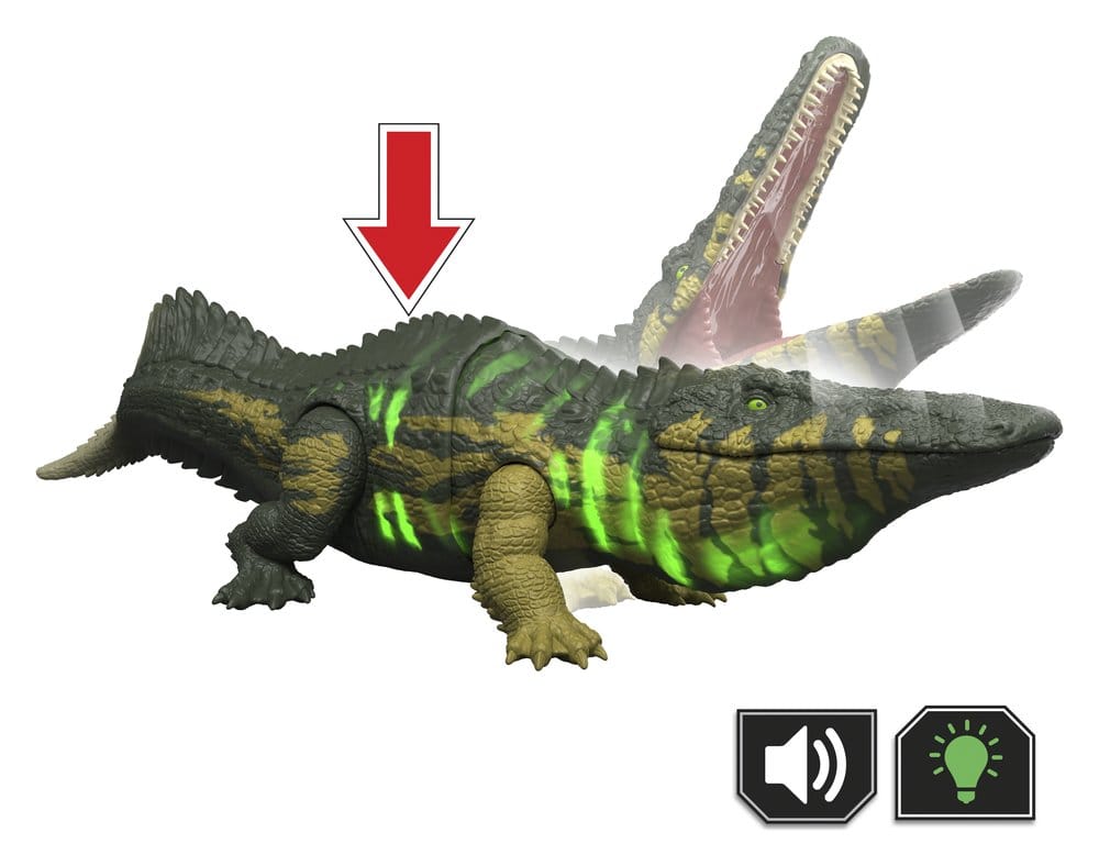 Jurassic World Survival Action Figure Wild Roar Stomatosuchus Mattel