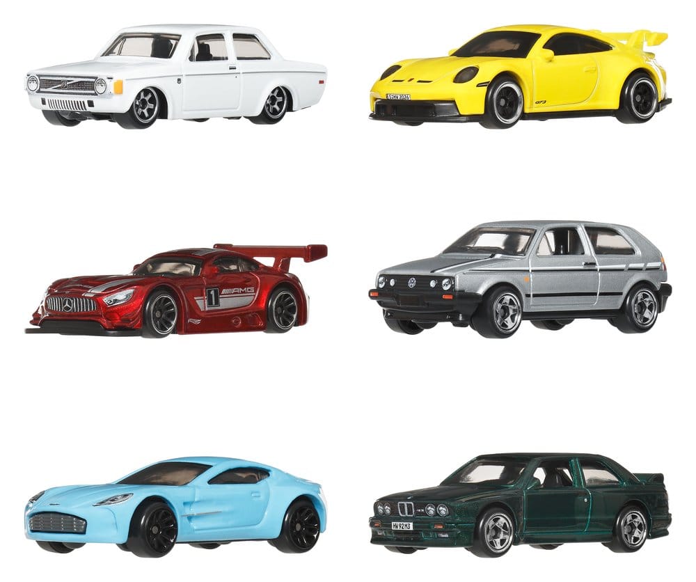 Hot Wheels Silver Series Die Cast Vehicle 6 Pack 1/64 Euro Style Mattel