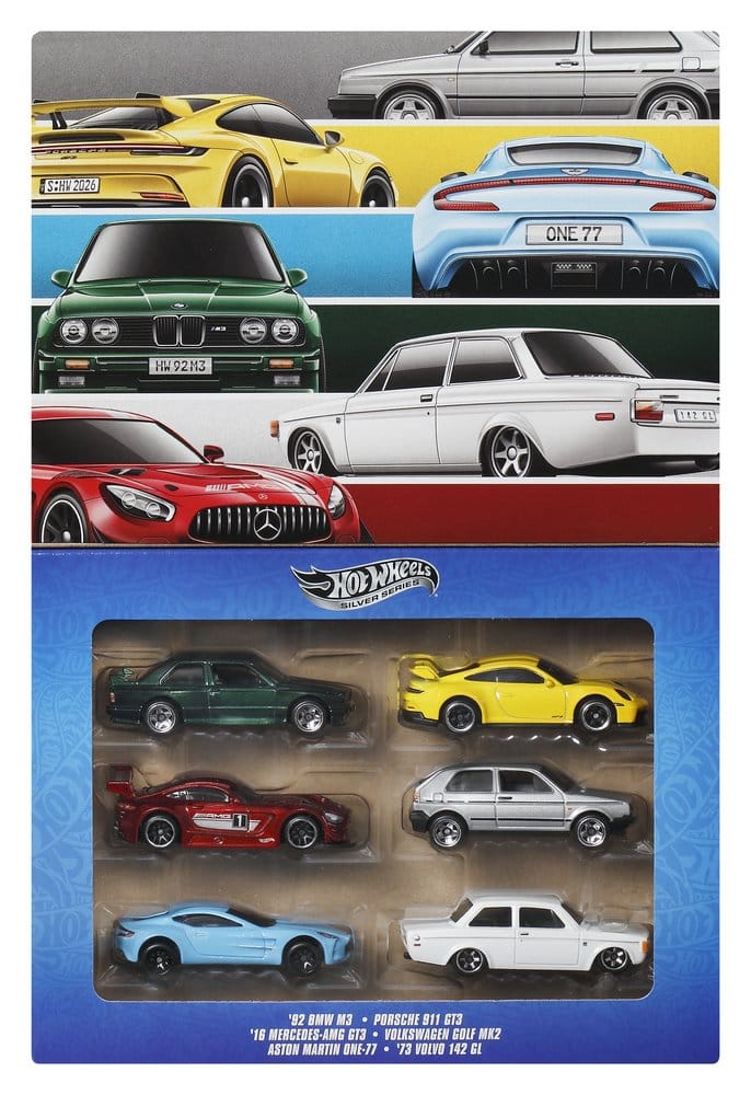 Hot Wheels Silver Series Die Cast Vehicle 6 Pack 1/64 Euro Style Mattel