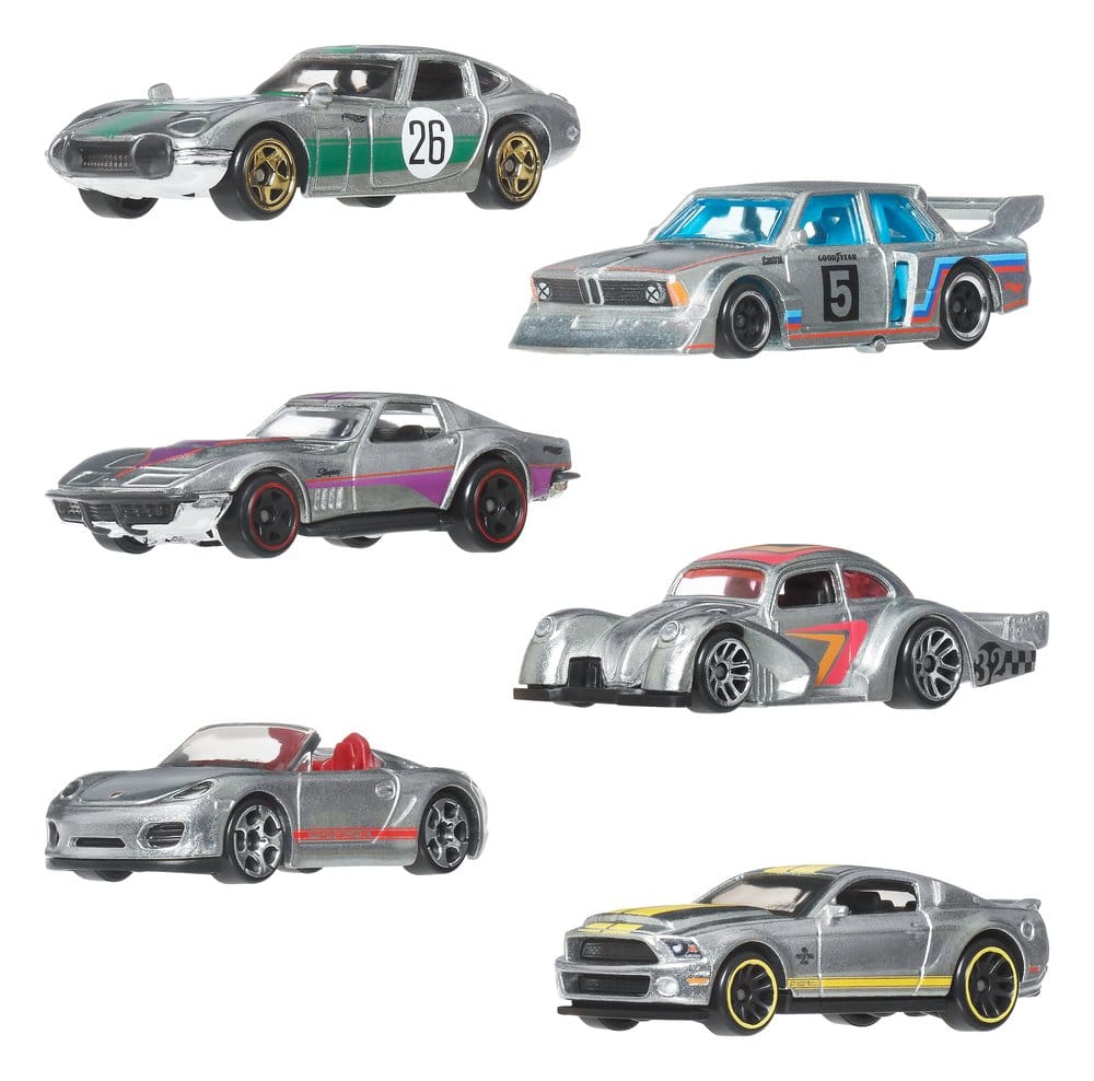 Hot Wheels Silver Series Die Cast Vehicle 6 Pack 1/64 ZAMAC Mattel