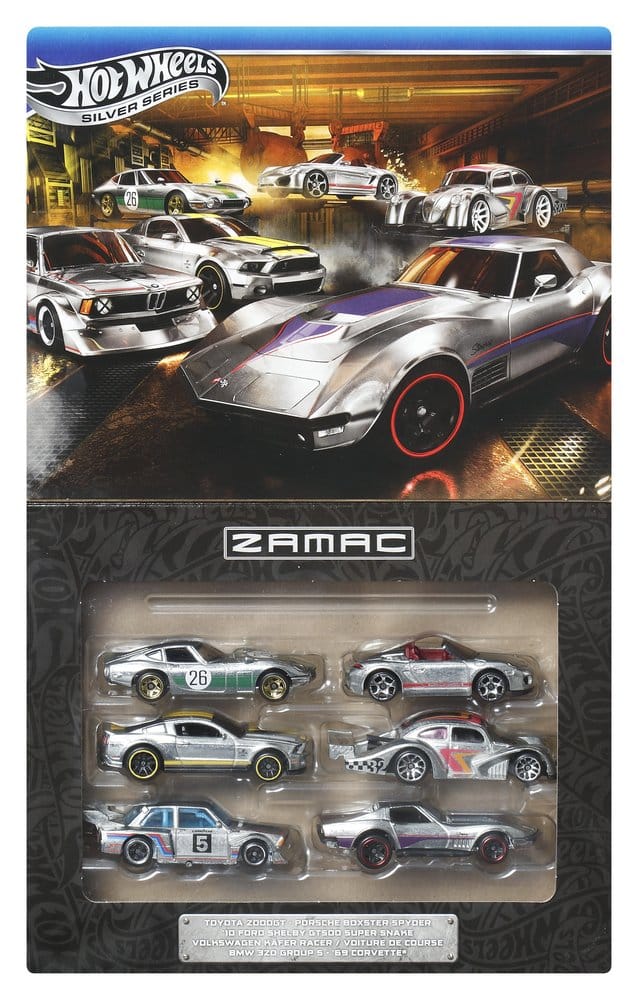 Hot Wheels Silver Series Die Cast Vehicle 6 Pack 1/64 ZAMAC Mattel