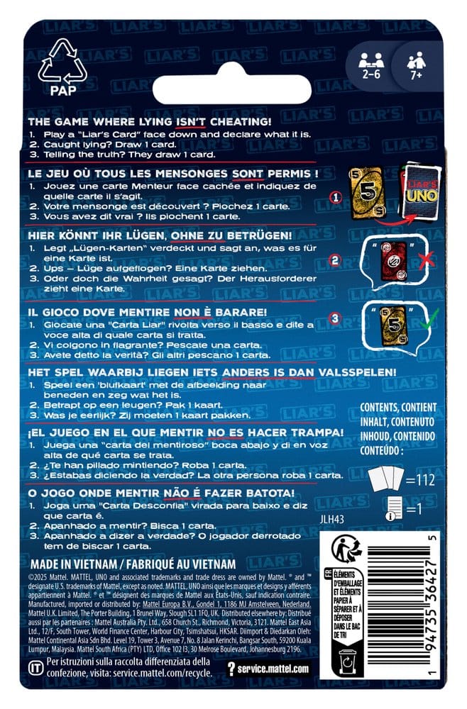 Liar's UNO Card Game Mattel