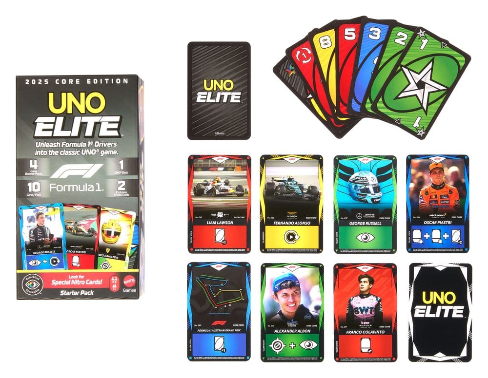 Formula 1 UNO Card Game Elite F1 Starter Set Mattel