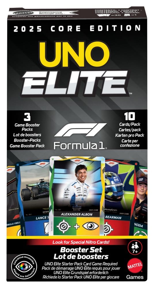 Formula 1 UNO Card Game Elite F1 Booster Set Mattel