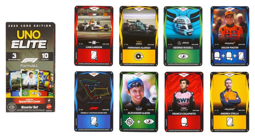 Formula 1 UNO Card Game Elite F1 Booster Set Mattel