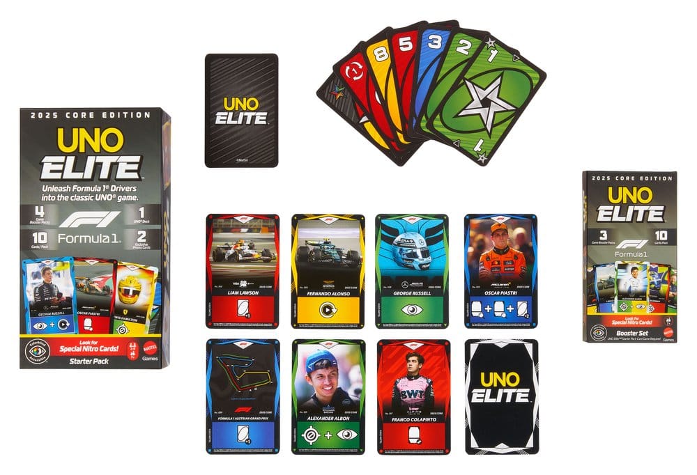 Formula 1 UNO Card Game Elite F1 Booster Set Mattel