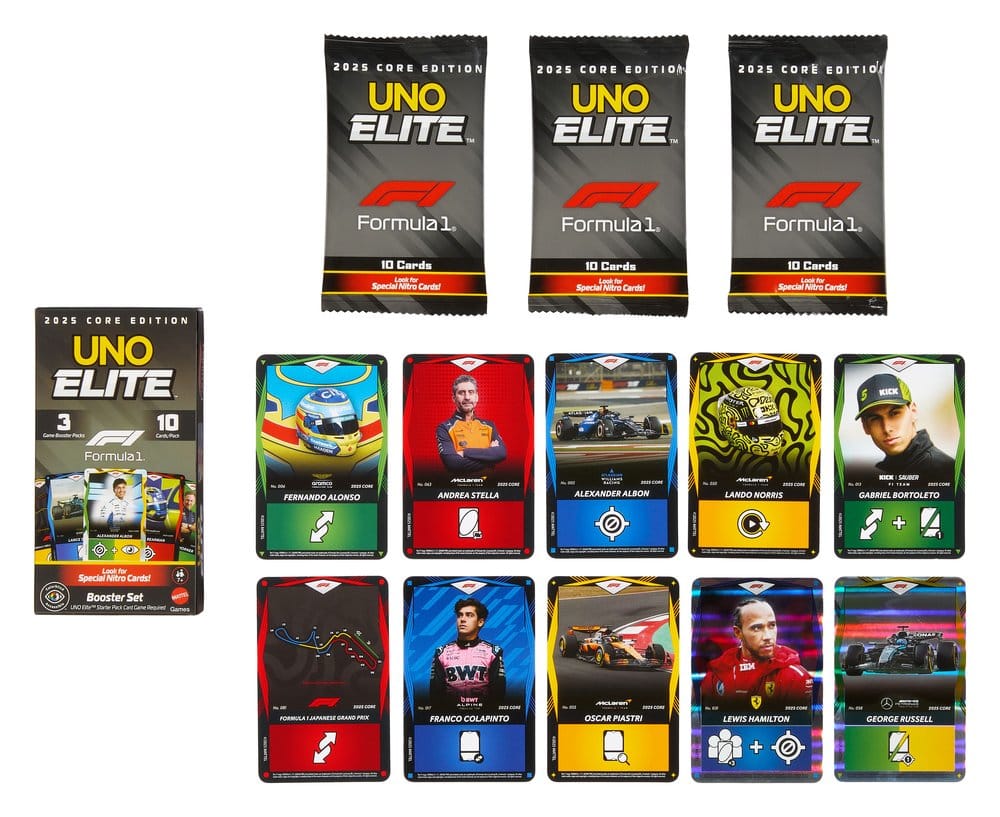 Formula 1 UNO Card Game Elite F1 Booster Set Mattel