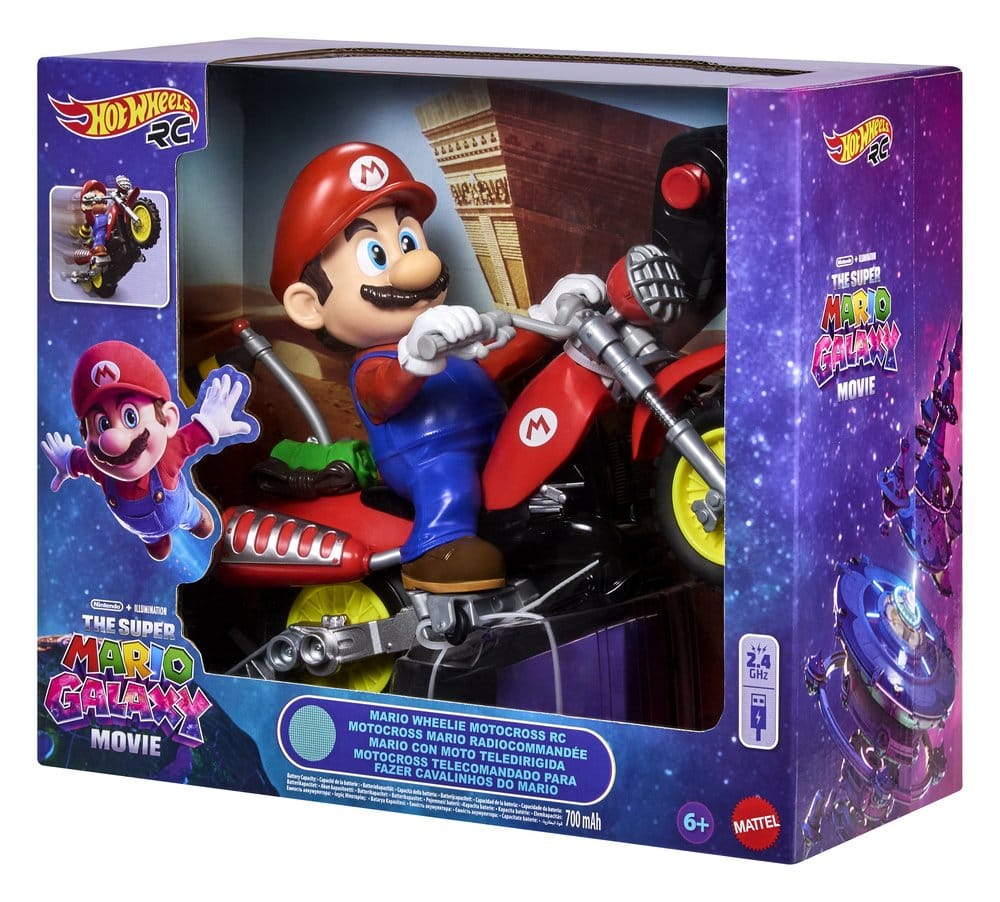 The Super Mario Galaxy Movie Hot Wheels RC Vehicle Mario Wheelie Motocross Mattel