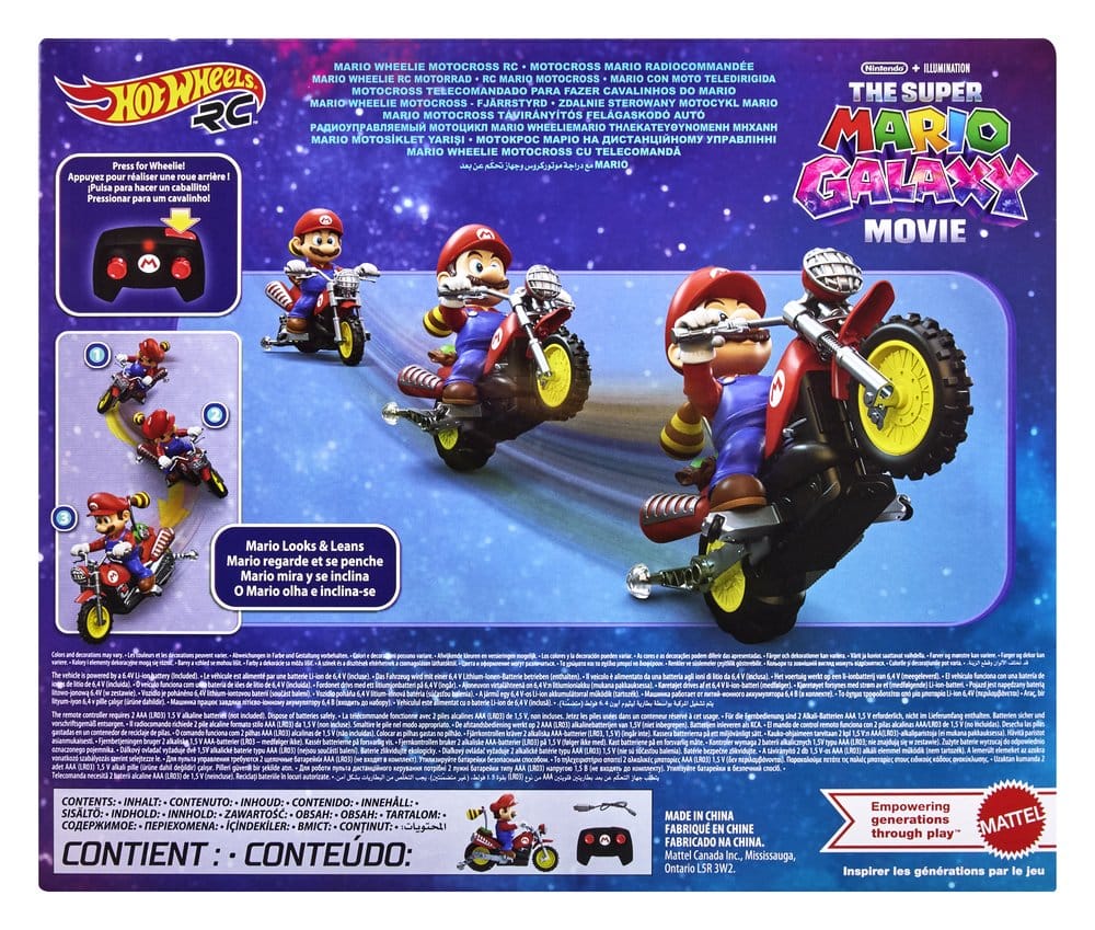 The Super Mario Galaxy Movie Hot Wheels RC Vehicle Mario Wheelie Motocross Mattel