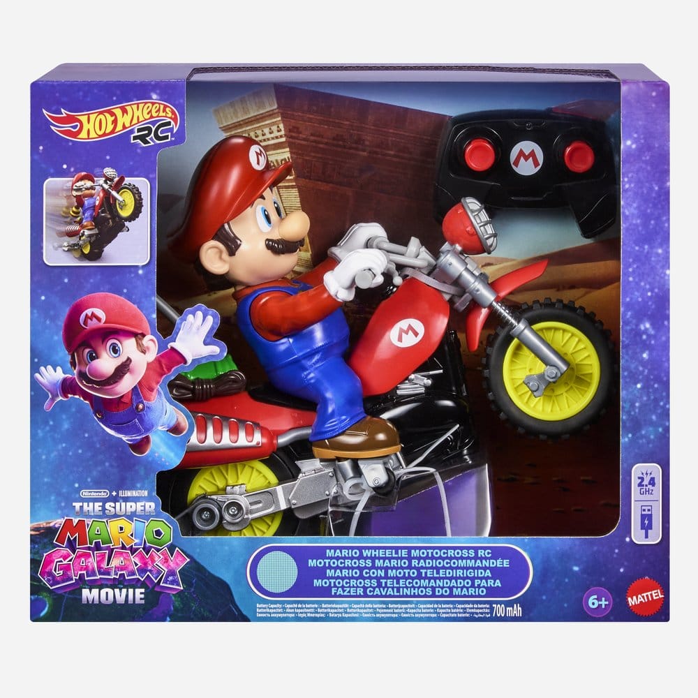 The Super Mario Galaxy Movie Hot Wheels RC Vehicle Mario Wheelie Motocross Mattel