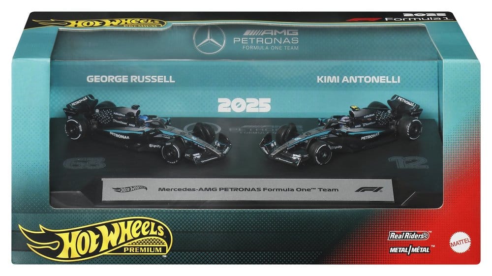 Formula 1 Hot Wheels Premium Die Cast Vehicle 2 Pack 1 64 Team Mercedes AMG PETRONAS Mattel