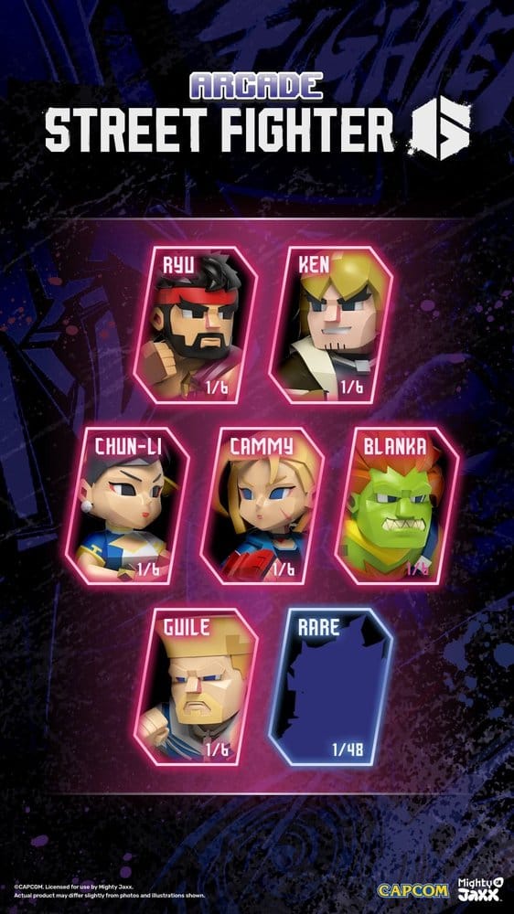 Arcade Capcom Street Fighter Series 4 inch Vinyl Figure Blind Box Display 6 Mighty Jaxx