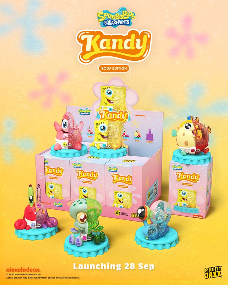 Spongebob Squarepants Blind Box Kandy x Jason Freeny Collection Spongebob Soda Edition Display 6 Mighty Jaxx