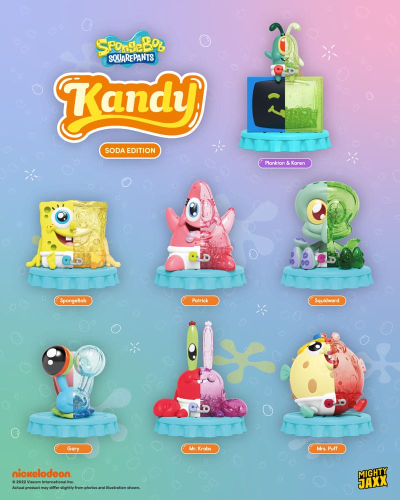 Spongebob Squarepants Blind Box Kandy x Jason Freeny Collection Spongebob Soda Edition Display 6 Mighty Jaxx