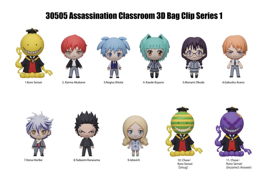 Assassination Classroom 3D Foam Bag Clips Series 1 Display 24 Monogram Int.