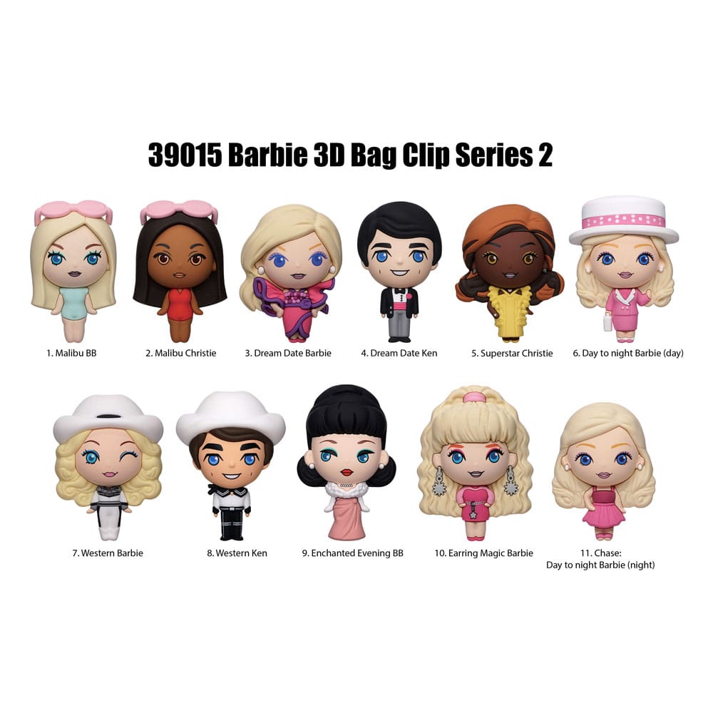Barbie 3D Foam Bag Clips Series 2 Display 24 Monogram Int.