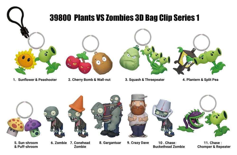 Plants vs. Zombies 3D Foam Bag Clips Serie 1 Display 24 Monogram Int.