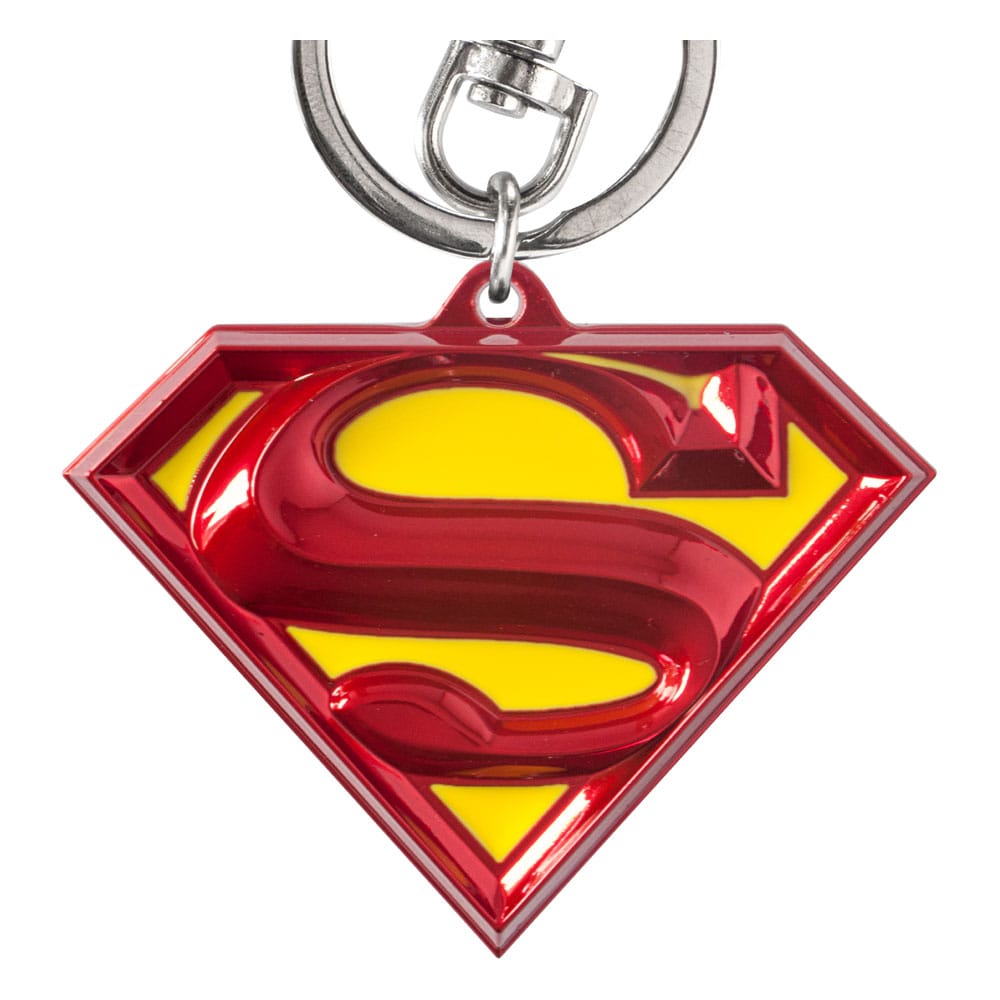 DC Pewter Keychain Superman Logo coloured Monogram Int.