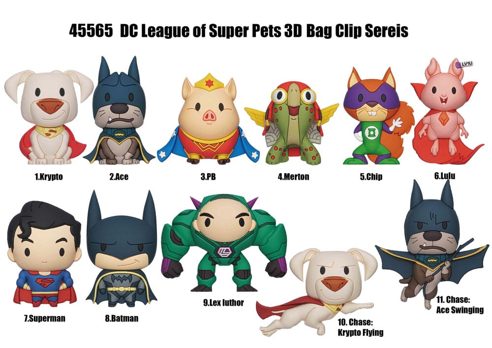 DC Super Pets 3D PVC Bag Clips Series 1 Display 24 Monogram Int.