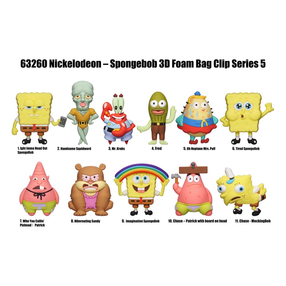 Nickelodeon Classics 3D PVC Bag Clips Series 5 SpongeBob SquarePants Display 24 Monogram Int.