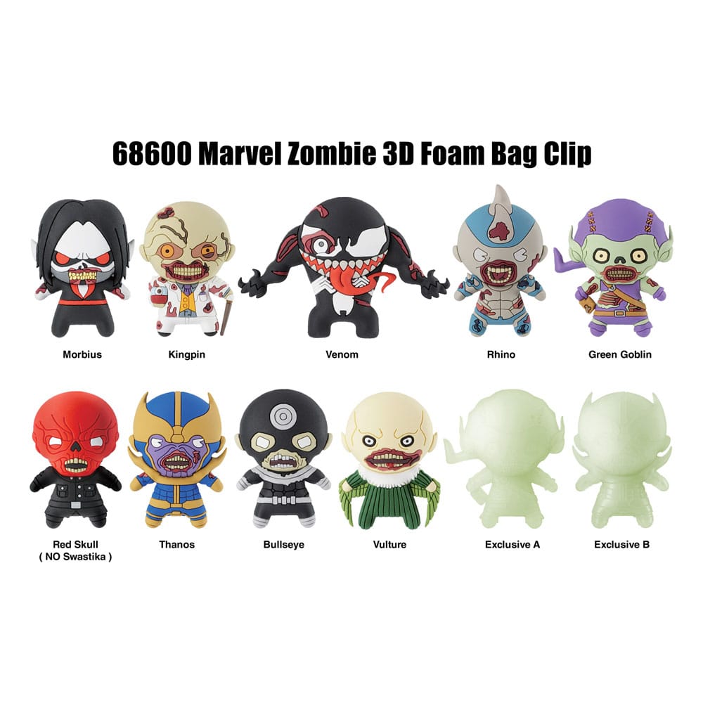 Marvel 3D PVC Bag Clips Series 1 Zombies Display 24 Monogram Int.