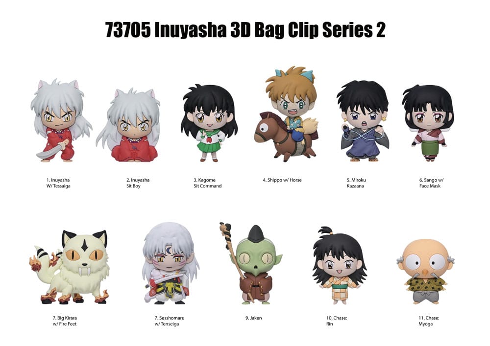 InuYasha 3D Foam Bag Clips Series 2 Display 24 Monogram Int.