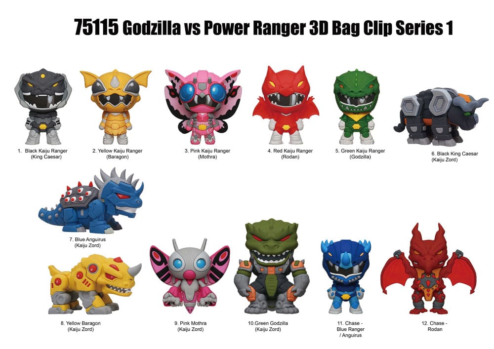 Godzilla vs. Power Rangers 3D PVC Bag Clips Series 1 Display 24 Monogram Int.