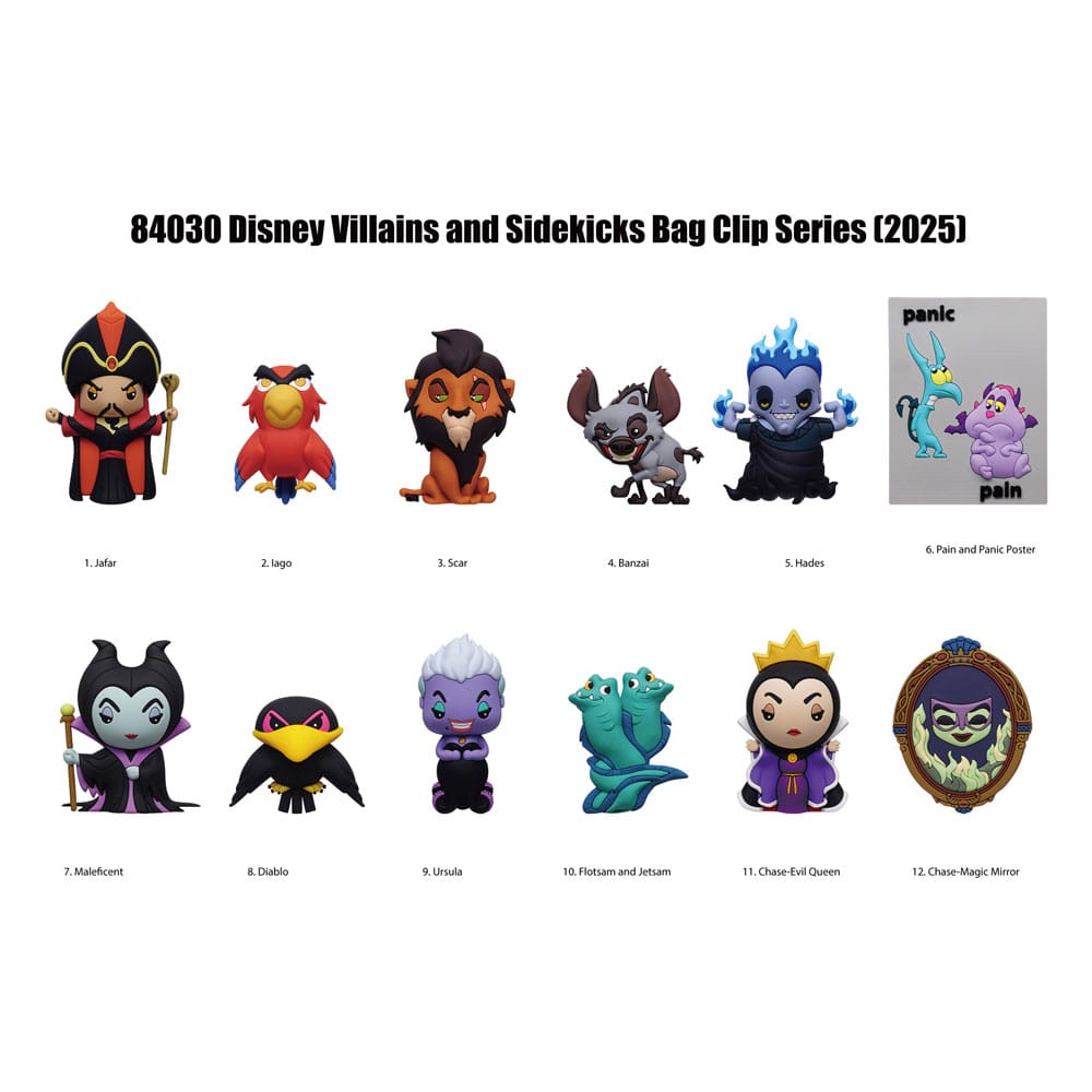Disney 3D Foam Bag Clips Villains Series 4 Display 24 Monogram Int.