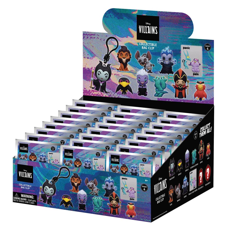 Disney 3D Foam Bag Clips Villains Series 4 Display 24 Monogram Int.