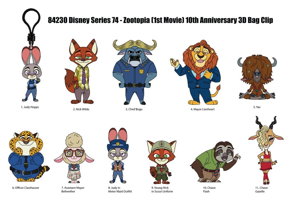 Zootopia 3D Foam Bag Clips Serie 73 Display 24 Monogram Int.