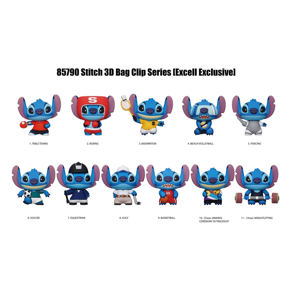 Lilo & Stitch 3D PVC Bag Clips Series 1 Sport Display 24 Monogram Int.