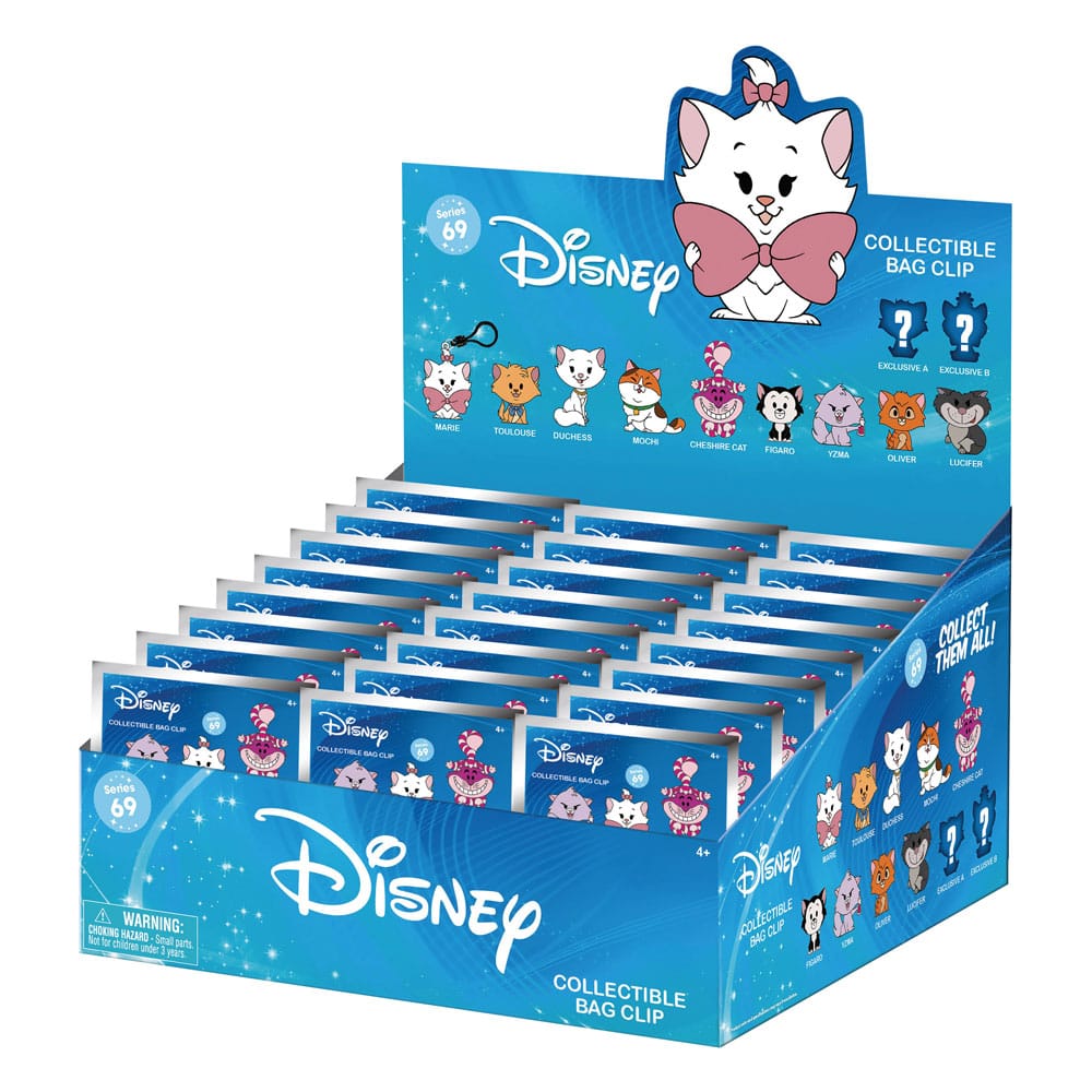 Disney Cats 3D Foam Bag Clips Series 69 Display 24 Monogram Int.