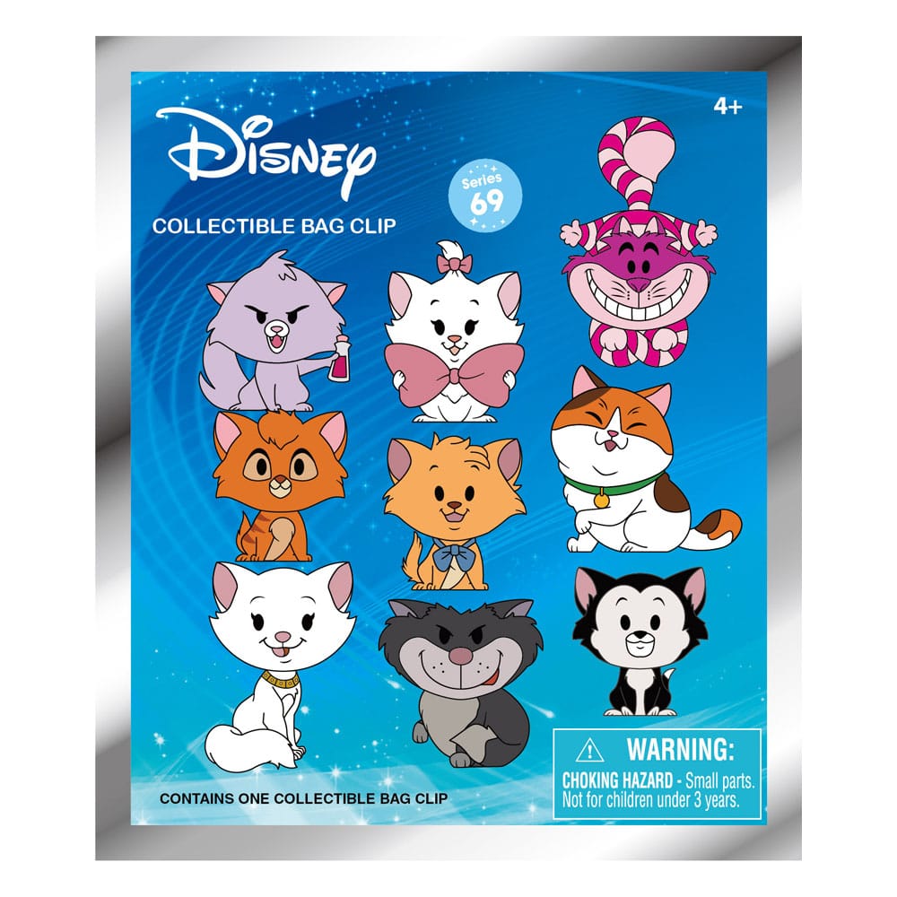 Disney Cats 3D Foam Bag Clips Series 69 Display 24 Monogram Int.